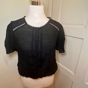 Black Women's Top with Cutout and Lace Details